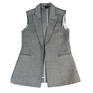 Theory Eldora Longline Vest Women S Houndstooth Glen Plaid Tailored Quiet Luxury